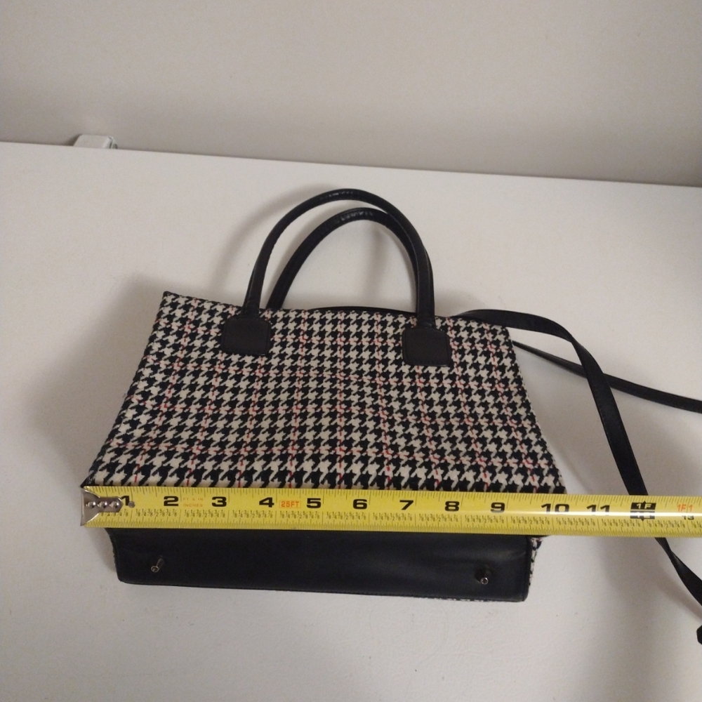 Preston & York Houndstooth Purse Bag Tote Crossbody Acrylic Wool Polyester - Picture 9 of 10